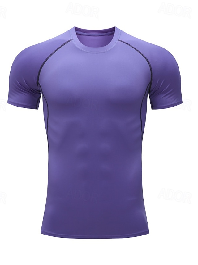  Men's Compression Shirt Running Shirt Patchwork Short Sleeve Tee Tshirt Athletic Athleisure Summer Spandex Breathable Quick Dry Moisture Wicking Soft Fitness Gym Workout Running Sportswear Activewear