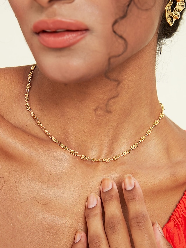  Gold Plated Copper Floral Choker Necklace