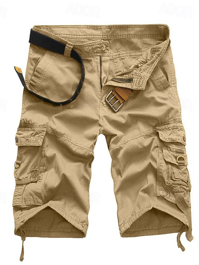  Homens Bermuda Cargo Bermudas Shorts de Trilha Tecido Bolso multi Perna reta Comprimento do joelho Trabalho Diário Feriado Clássico Casual Preto Verde Tropa Sem Elasticidade