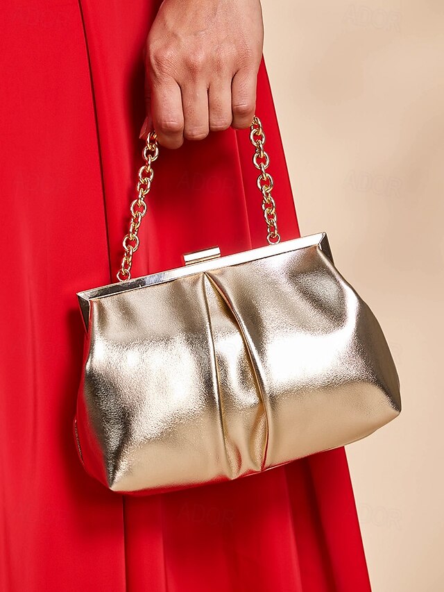  Gold Pleated Metallic Clutch