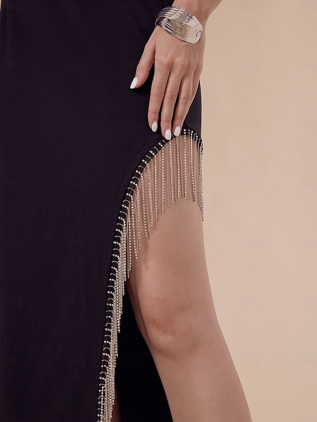  Fashion One Shoulder Fringe Dress