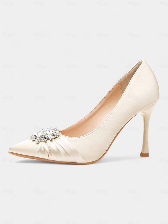  Rhinestone Satin Stiletto Pumps
