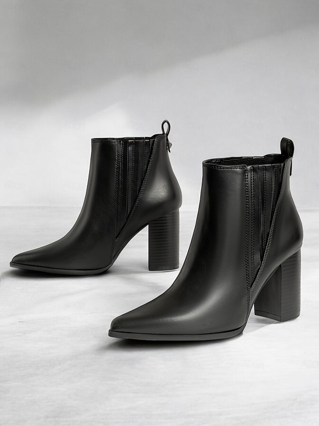  Stylish Faux Leather High Heel Chelsea Boots