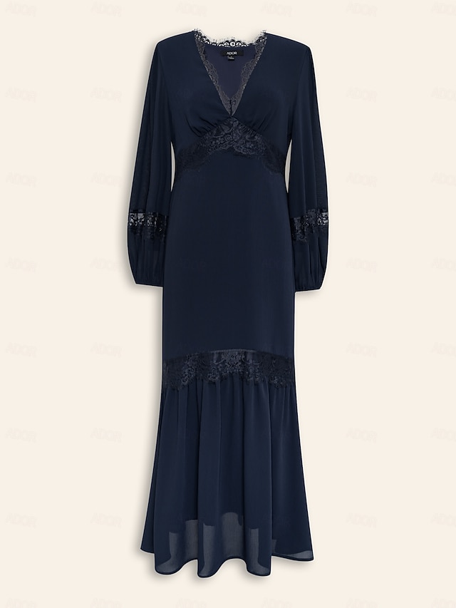 chinese dress ladies Mac Duggal Embellished Lace Gown with Sleeves