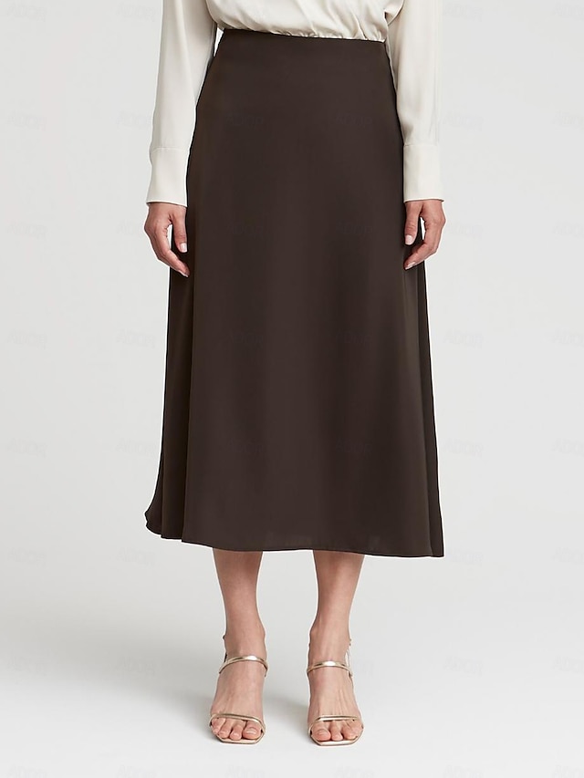  Satin Midi Slip Skirt