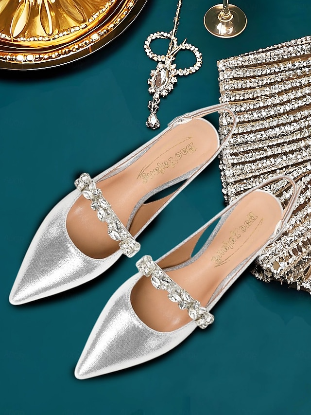  Rhinestone Pointed Slingback Flats
