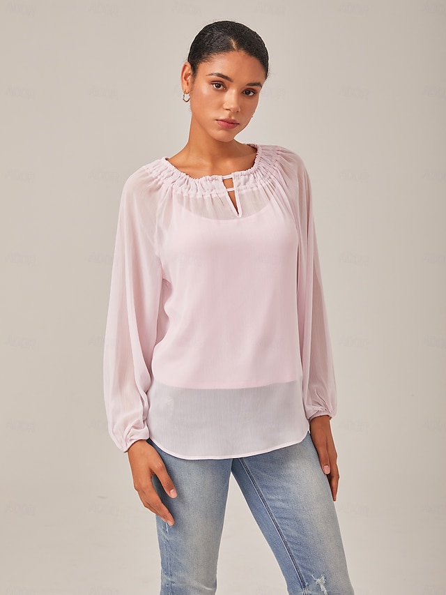  Lightweight Chiffon Round Neck Shirt