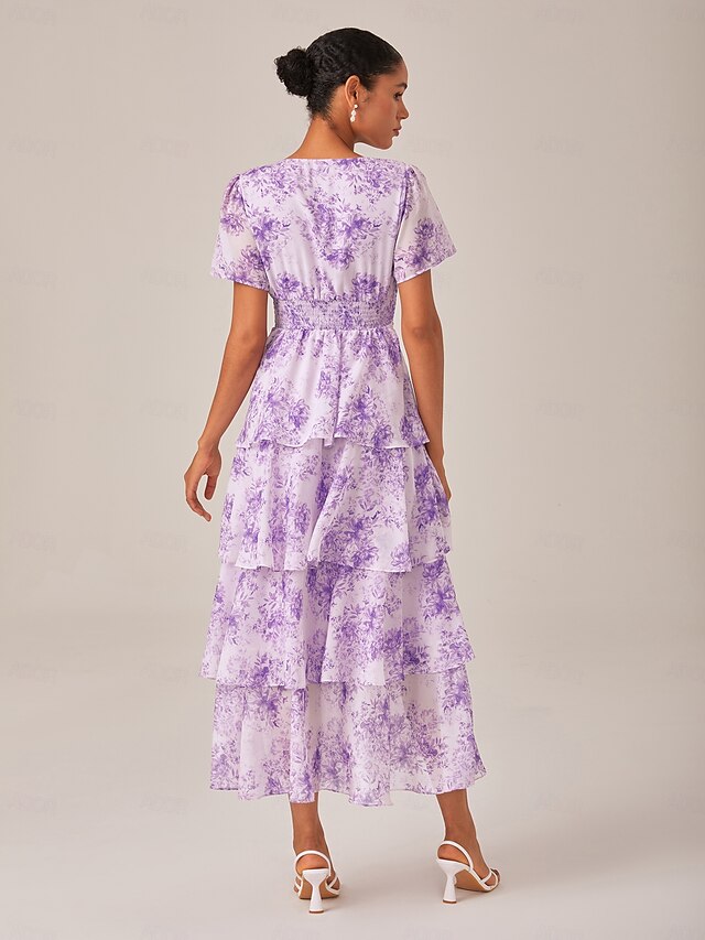1210205 Navy Flower Pattern Dress