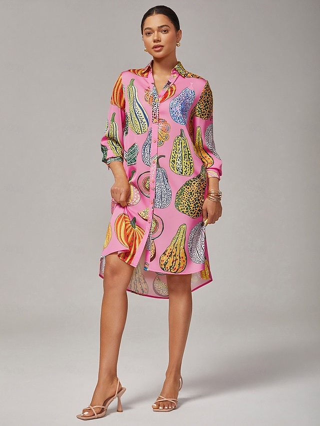  Bold Split Design Asymmetrical Shirt Dress