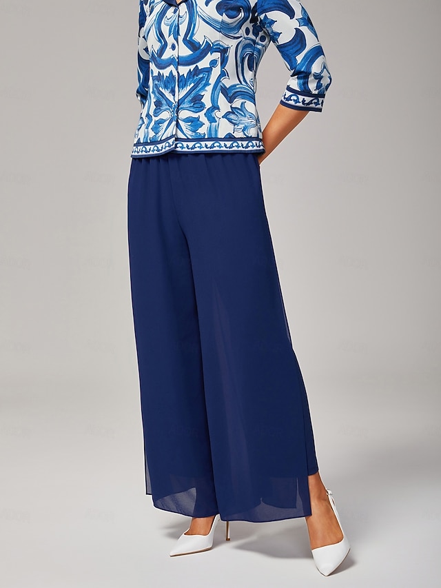  Layered Wide Leg Stretch Pants