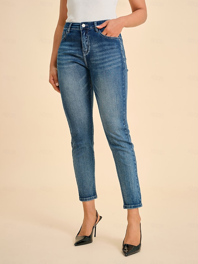  Slim Stretch Cotton Denim Ankle Jeans