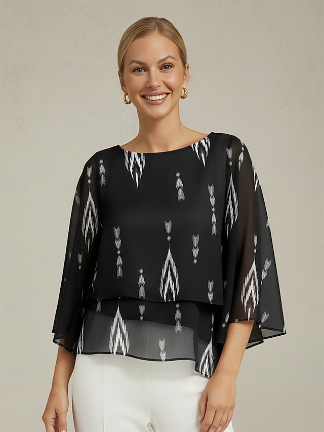  Floral Sleeve Casual Blouse