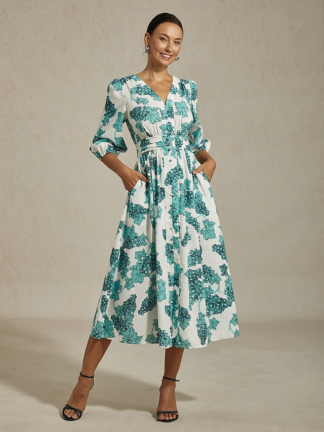  Printed Linen Effect Maxi Dress