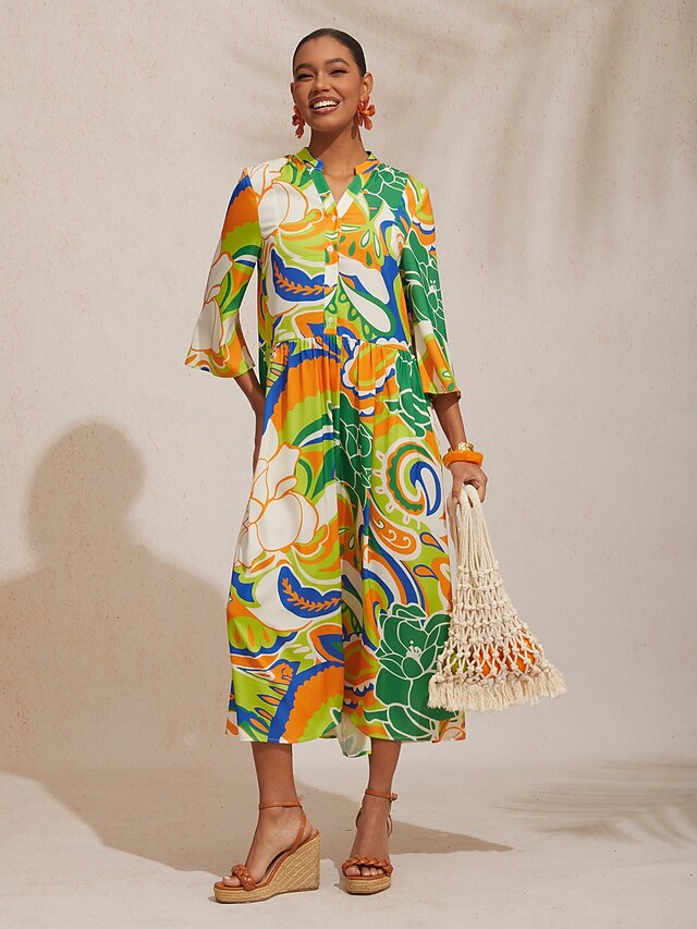 Elegant Printed String Maxi Dress