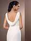 cheap Wedding Dresses-Sheath / Column Wedding Dresses V Neck Court Train Chiffon Over Satin Regular Straps Vintage Backless Elegant with Side-Draped 2021