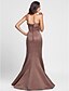 cheap Bridesmaid Dresses-Mermaid / Trumpet Strapless Floor Length Satin Bridesmaid Dress with Side Draping
