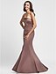 cheap Bridesmaid Dresses-Mermaid / Trumpet Strapless Floor Length Satin Bridesmaid Dress with Side Draping