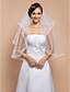 cheap Wedding Accessories-Two-tier Ribbon Edge Wedding Veil Elbow Veils with Rhinestone 31.5 in (80cm) Tulle A-line, Ball Gown, Princess, Sheath / Column, Trumpet / Mermaid / Classic