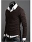 baratos Men&#039;s Sweaters &amp; Cardigans-Homens Pulôver Sólido Casual Manga Longa Delgado Padrão Casacos de malha Outono Inverno Decote V Vinho Roxo Amarelo / Final de semana