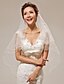 cheap Wedding Accessories-Two-tier Pearl Trim Edge Wedding Veil Elbow Veils with 53.15 in (135cm) Satin / Tulle