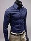 billige Skjorter til herrer-Herre Skjorte Ensfarget Store størrelser Grunnleggende Langermet Daglig Topper Forretning Vin Hvit Svart