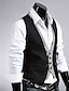 abordables New To Sale-Homme Gilet de costume Gilet Formel Mariage Travail Entreprise 1920s Casual Chic Coton Polyester Couleur Pleine Mince Noir Marron Gilet