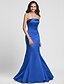 cheap Bridesmaid Dresses-Mermaid / Trumpet Strapless Floor Length Satin Bridesmaid Dress with Side Draping