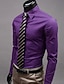 billige Skjorter til herrer-Herre Skjorte Ensfarget Store størrelser Grunnleggende Langermet Daglig Topper Forretning Vin Hvit Svart