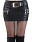 abordables Skirts-Mini jupe moulante en faux cuir pu pour femme, noire, rouge, fendue, streetwear, sexy, tenue quotidienne, sortie s m l