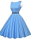 cheap Vintage Dresses-Women&#039;s Vintage 1950s A Line Dress - Polka Dot Print Summer Blue L XL XXL