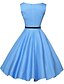 cheap Vintage Dresses-Women&#039;s Vintage 1950s A Line Dress - Polka Dot Print Summer Blue L XL XXL