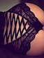 cheap Panties-Women&#039;s Plus Size Lace up Lace Strappy Back Solid Colored Black Big Size S M L XL