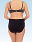 cheap Bikini-Women&#039;s Bikini Swimsuit Ruched Push Up Print Black Plus Size Swimwear Bandeau Strap Bathing Suits Vintage / Padded Bras / Sexy