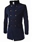 cheap Sale-Men&#039;s Trench Coat Overcoat Fall Winter Daily Work Long Coat Stand Collar Jacket Long Sleeve Color Block Gray Black Navy Blue / Double Breasted / Cotton
