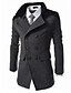 cheap Sale-Men&#039;s Trench Coat Overcoat Fall Winter Daily Work Long Coat Stand Collar Jacket Long Sleeve Color Block Gray Black Navy Blue / Double Breasted / Cotton