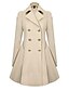 cheap Coats &amp; Trench Coats-Women&#039;s Coat Going out Fall Winter Long Coat Crew Neck Regular Fit Basic Streetwear Jacket Solid Color Khaki Black / Spring / Work