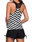 cheap Tankini-Women&#039;s Triangle Sporty Basic Striped Plus Size Tankini Swimsuit Racerback Striped Strap Swimwear Bathing Suits Black