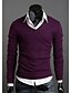 billige Men&#039;s Sweaters &amp; Cardigans-Herre bluse Ensfarvet Afslappet Langærmet Tynd Normal Sweater Cardigans Efterår Vinter V-hals Vin Lilla Gul / Weekend