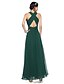 economico Bridesmaid Dresses-All&#039;americana / Scollo a Y Linea-A Chiffon Lungo Vestito da damigella con Fascia / fiocco in vita / A incrocio / Con ruche