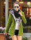 cheap Winter Coats-Women&#039;s Parka Daily Holiday Winter Fall Spring Regular Coat Hooded Loose Fit Basic Casual Jacket Long Sleeve Solid Color Solid Colored Wine Black Green / Causal / Rivet / Pocket / Maternity / Lined