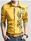 cheap Men&#039;s Shirts-Men&#039;s Shirt Dress Shirt Collar Classic Collar Geometric Tribal White Black Purple Yellow Light Green Long Sleeve Plus Size Print Daily Slim Tops Vintage / Spring / Fall