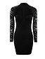 cheap Midi Dresses-Women&#039;s Bodycon Knee Length Dress White Black Long Sleeve Solid Colored Lace Spring Summer Round Neck Hot Streetwear Sophisticated Skinny Choker S M L XL / Sexy