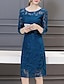 cheap Midi Dresses-Women&#039;s Sheath Dress Short Mini Dress Blue Black Red Mesh Print Summer Spring &amp; Summer Round Neck Casual Regular Fit Lace / Plus Size / Plus Size