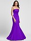 cheap Bridesmaid Dresses-Mermaid / Trumpet Strapless Floor Length Satin Bridesmaid Dress with Side Draping