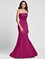 cheap Bridesmaid Dresses-Mermaid / Trumpet Strapless Floor Length Satin Bridesmaid Dress with Side Draping