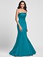 cheap Bridesmaid Dresses-Mermaid / Trumpet Strapless Floor Length Satin Bridesmaid Dress with Side Draping
