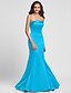 cheap Bridesmaid Dresses-Mermaid / Trumpet Strapless Floor Length Satin Bridesmaid Dress with Side Draping