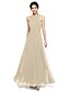 economico Bridesmaid Dresses-All&#039;americana / Scollo a Y Linea-A Chiffon Lungo Vestito da damigella con Fascia / fiocco in vita / A incrocio / Con ruche