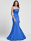 cheap Bridesmaid Dresses-Mermaid / Trumpet Strapless Floor Length Satin Bridesmaid Dress with Side Draping