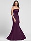 cheap Bridesmaid Dresses-Mermaid / Trumpet Strapless Floor Length Satin Bridesmaid Dress with Side Draping